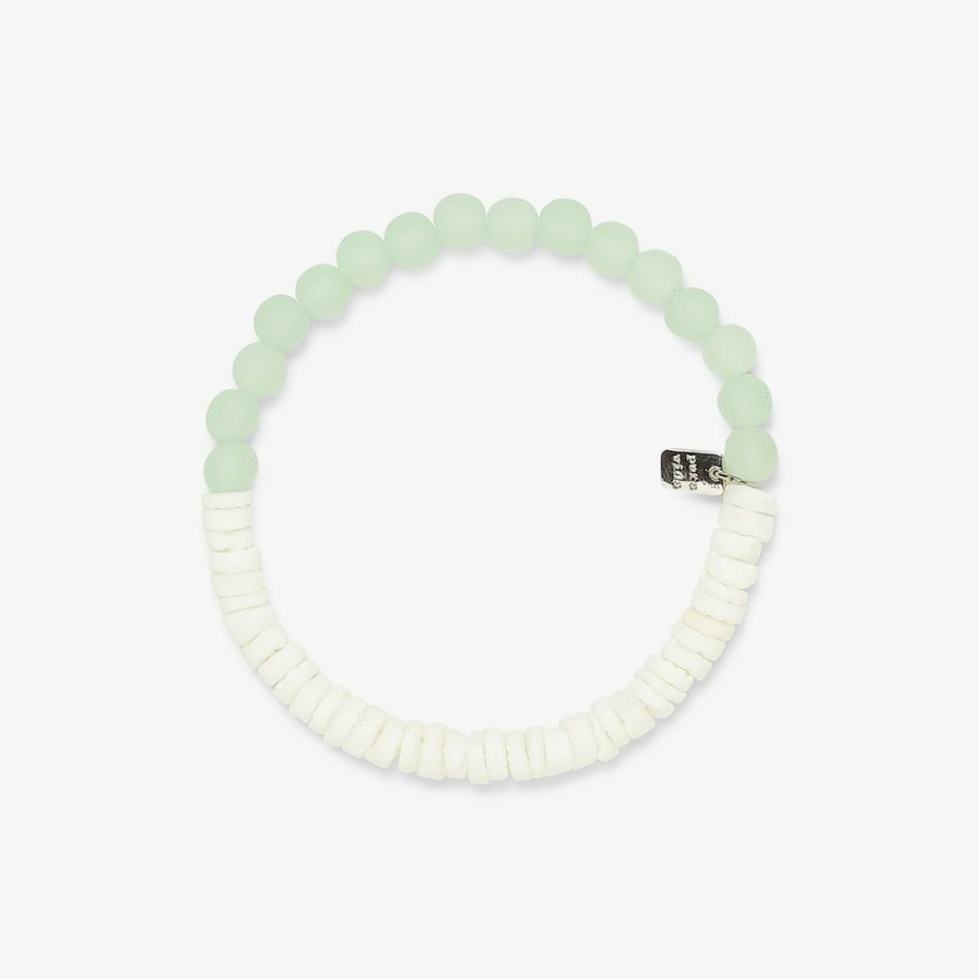 Jewelry * | New Pura Vida Bracelets Puka Shell & Frosted Bead Stretch Bracelet Best Sellers