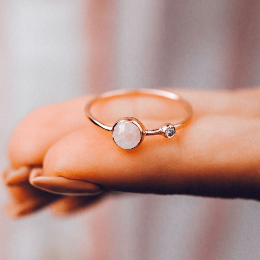 Jewelry * | Wholesale Pura Vida Bracelets Best Sellers Moonstone Double Stone Ring