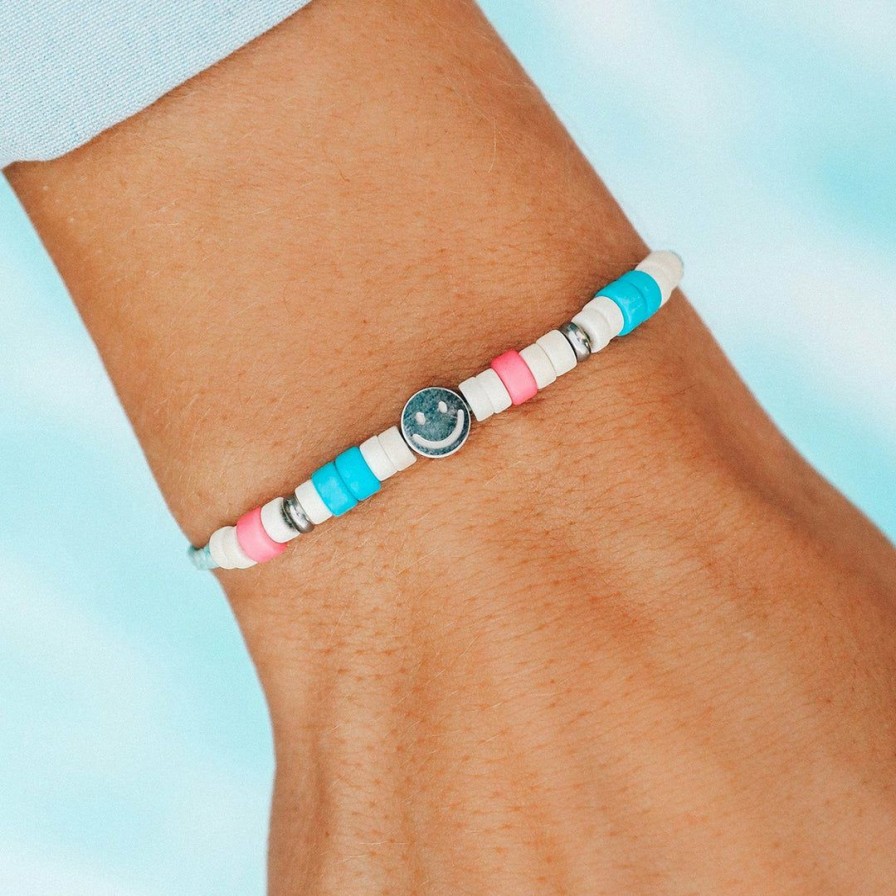 Jewelry * | Top 10 Pura Vida Bracelets Happy Face Beaded Bracelet Trending On Tiktok