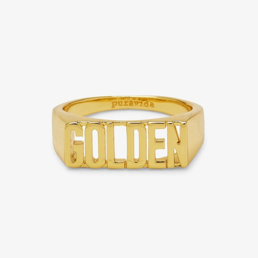 Jewelry * | Buy Pura Vida Bracelets Golden Signet Ring Trending On Tiktok