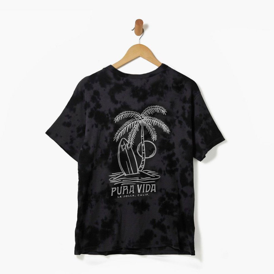 Clothing * | Flash Sale Pura Vida Bracelets Best Sellers Palm Trees Tee Black Tie-Dye