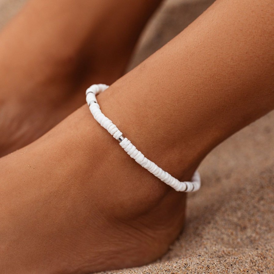 Jewelry * | Best Deal Pura Vida Bracelets Puka Shell Stretch Anklet Trending On Tiktok