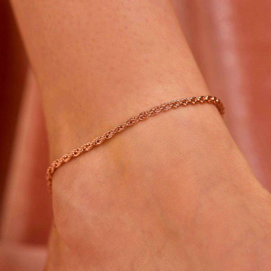 Jewelry * | Best Reviews Of Pura Vida Bracelets Twisted Rope Chain Anklet Best Sellers