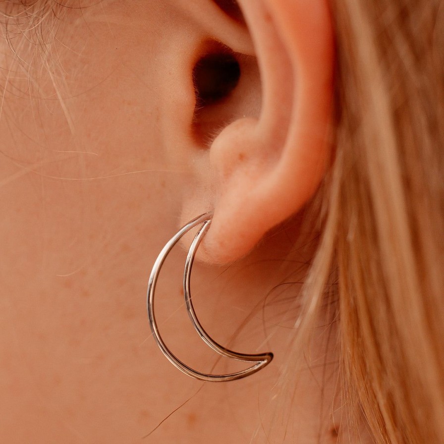 Jewelry * | Best Deal Pura Vida Bracelets Best Sellers Crescent Hoop Earrings