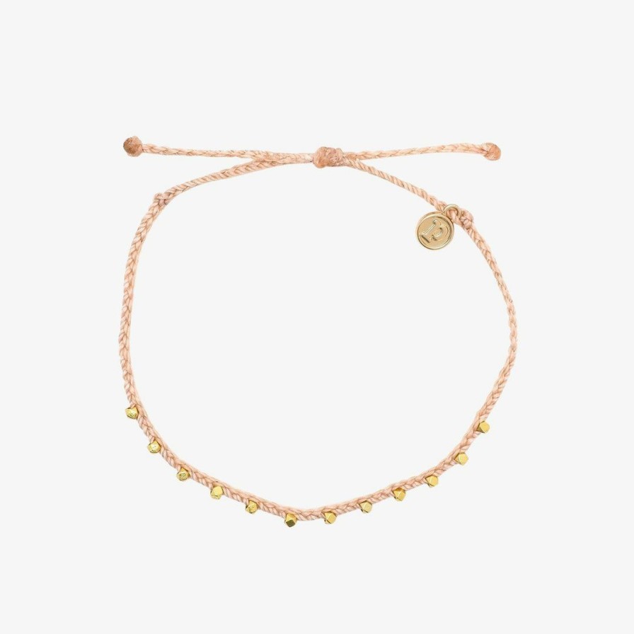 Jewelry * | Best Pirce Pura Vida Bracelets Gold Stitched Beaded Anklet Best Sellers