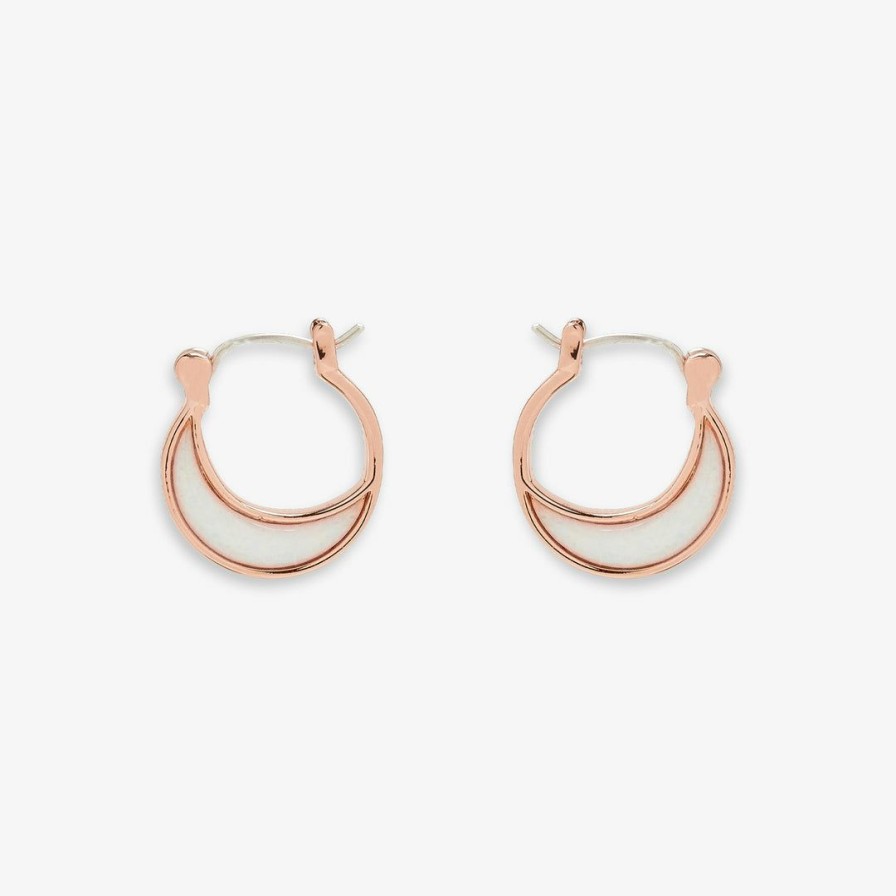 Jewelry * | Top 10 Pura Vida Bracelets Opal Crescent Hoop Earrings Best Sellers