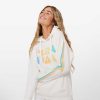 Clothing * | Buy Pura Vida Bracelets Pura Vida Rainbow Wave Hoodie Best Sellers Vintage White